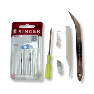 Singer Overlock Complete Accessories Kit – Knife, Needles, Tools & Spreader - Fits HD0405S