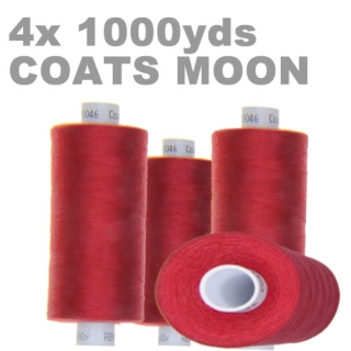 4 x 1000m spool of overlock tread in Red