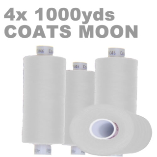 Pack of 4 1000m white overlock thread