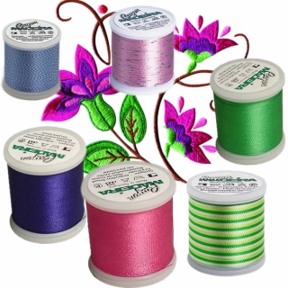 Rayon threads for machine embroidery