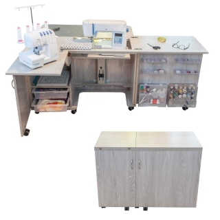 Eclipse XL sewing cabinet being used and also closed