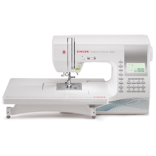 Singer Quantum Stylist 9960 sewing machine with emtension table