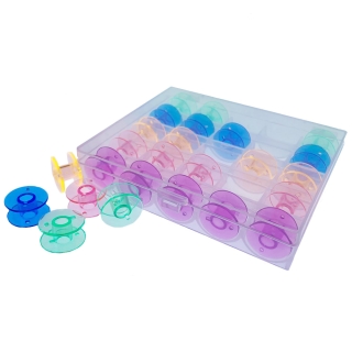 Storage box and 5 different coloured bobbins