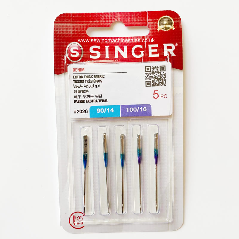 Packet of Singer Sewing Machine Needles for Jeans or Denim in Size 90, 100  (4826)