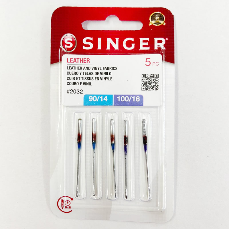Packet of Singer Sewing Machine Needles for Leather in Size 90, 100