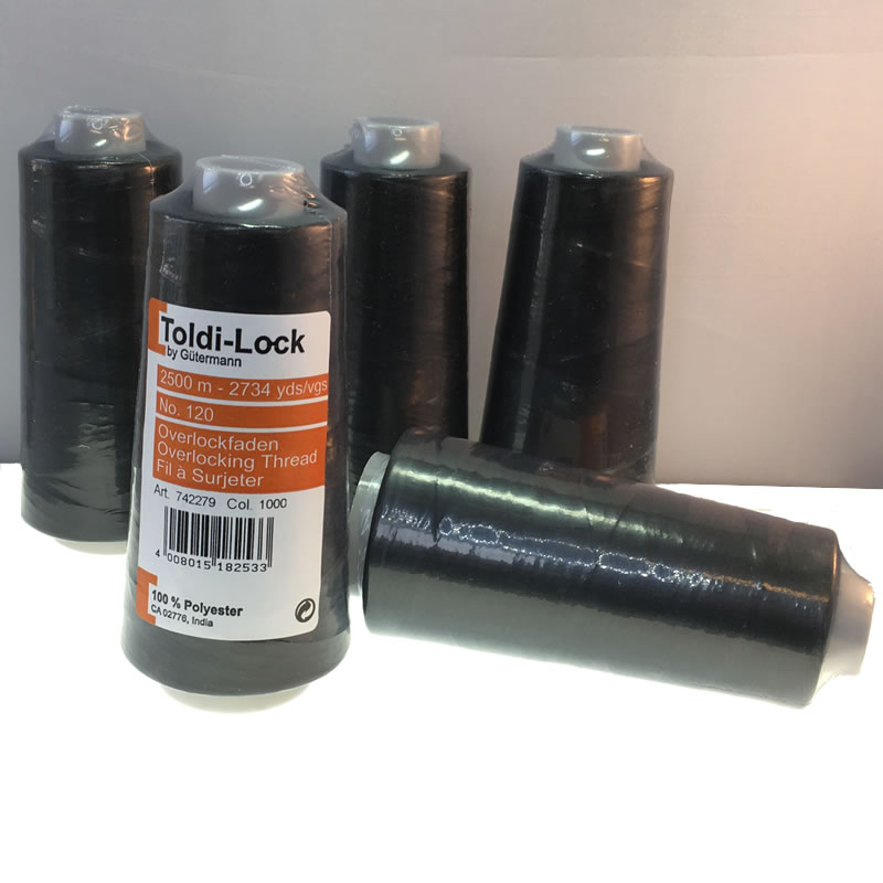 Toldi Toldi-Lock Overlock Thread 2500m Black Col. 1000
